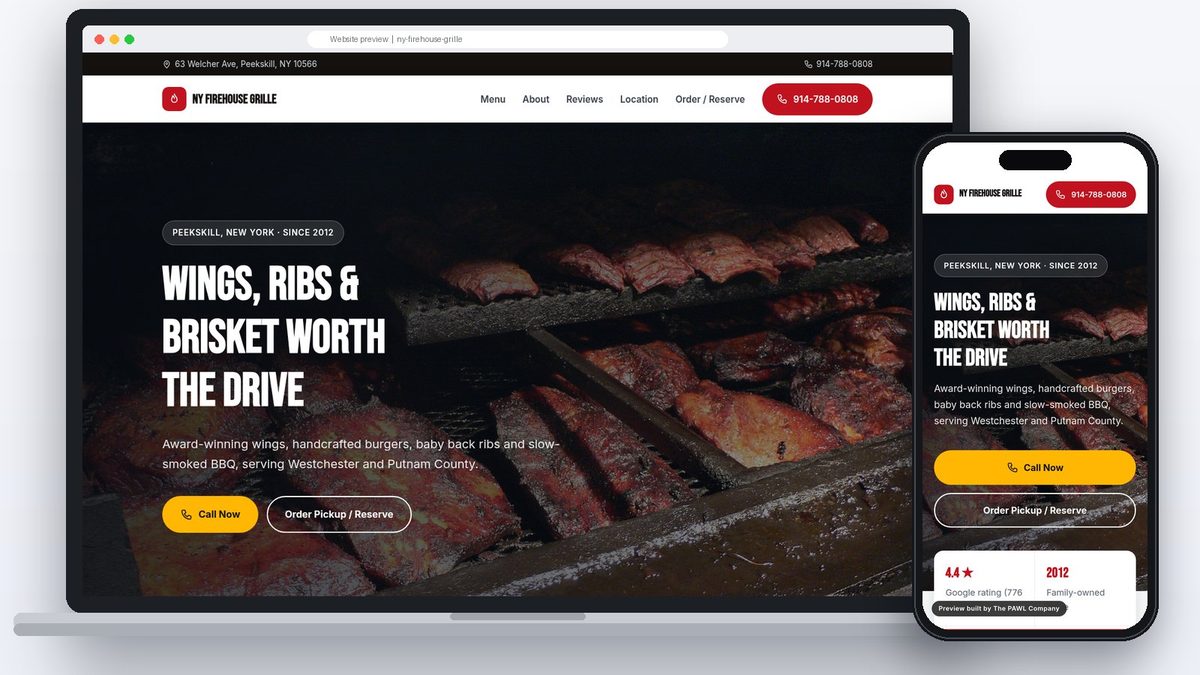 A PAWL-built website on laptop and phone